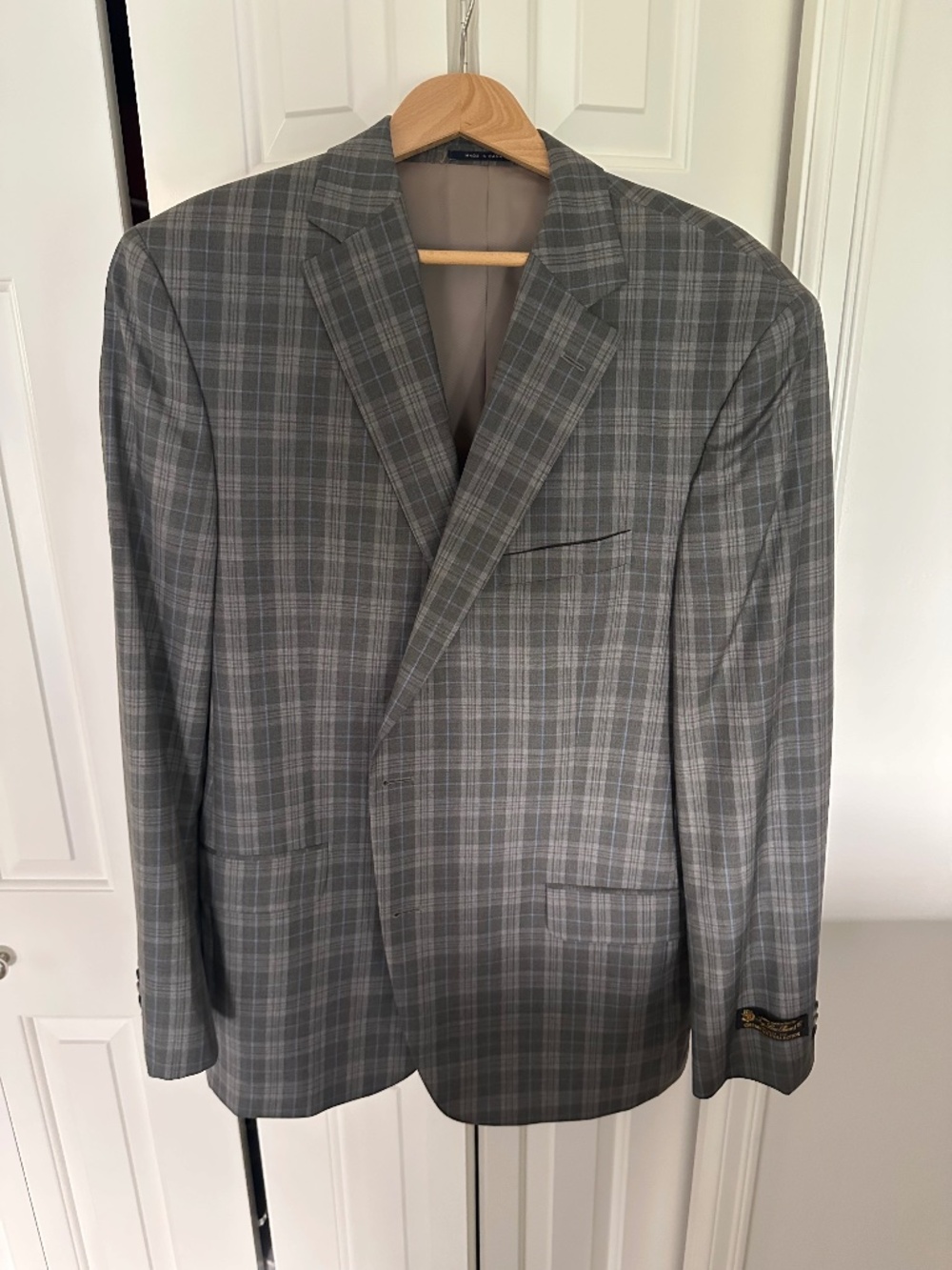 NWT Cremieux Loro Piana Wool Grey Plaid Sport Coat 46L Blazer $495